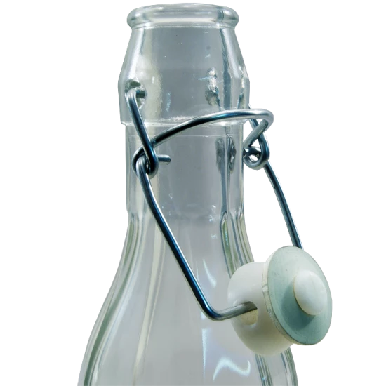 250ml Decagon (10 Sided) Clear Glass Swing Top Bottle