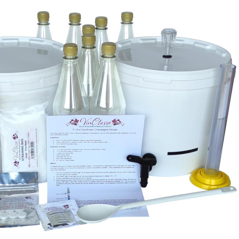 Equipment Set For Elderflower Champagne Making For 8 Litres The