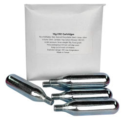 16 Gram Threaded Food Grade Co2 Pressure Top Up Cartridges / Bulbs - Pack of 5 - For Control Cap