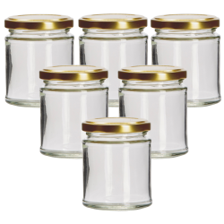 190ml Round Glass Jar With Gold Lid - Pack of 6