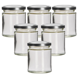 190ml Round Glass Jar With Silver Lid - Pack of 6