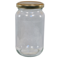 1lb / 450g Round Glass Jam Jars With Gold Lids - Pack Of 6