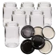 1lb / 380ml Round Glass Jam Jars With Black Lids - Pack Of 6