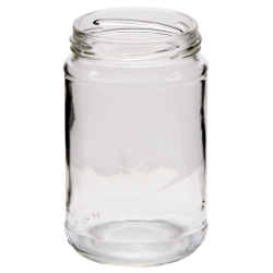 1lb / 380ml Round Glass Jam Jars With Black Lids - Pack Of 6