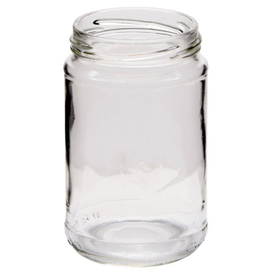 1lb / 380ml Round Glass Jam Jars With Black Lids - Pack Of 6
