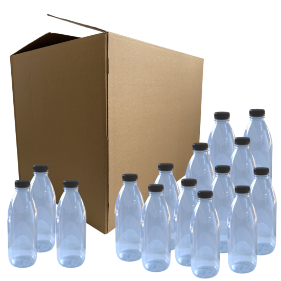 Clear Plastic PET Juice Bottle With Tamper Proof Cap - 500ml - Box Of 90