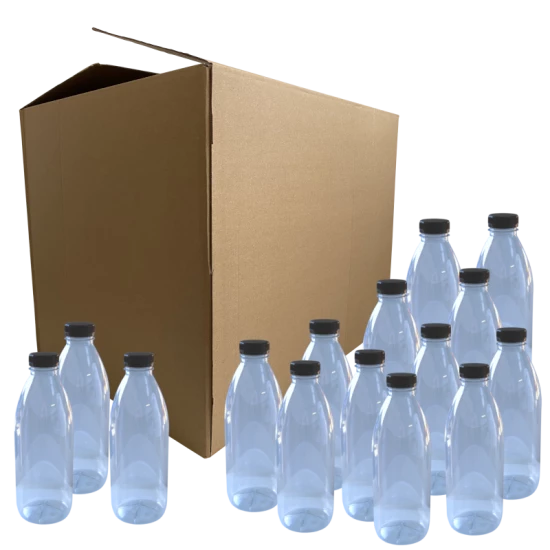 Clear Plastic PET Juice Bottle With Tamper Proof Cap - 500ml - Box Of 90