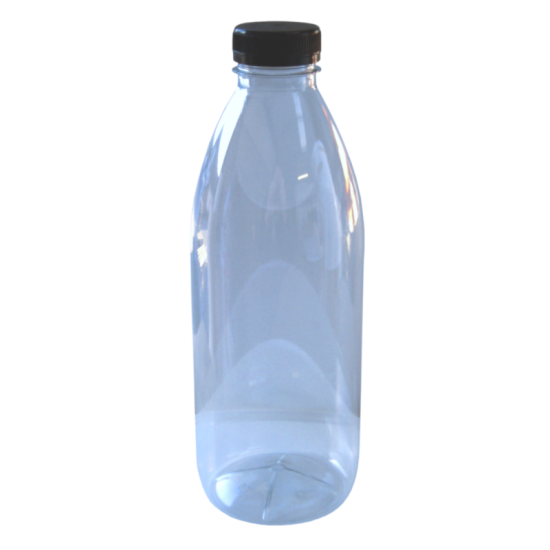 Clear Plastic PET Juice Bottle With Tamper Proof Cap - 1 Litre - Box Of 45