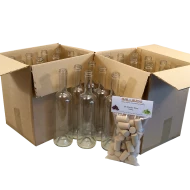 750ml Clear Wine Bottles With Corks - Box of 24