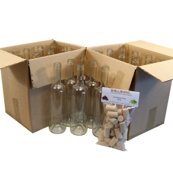 750ml Clear Wine Bottles With Corks - Box of 24
