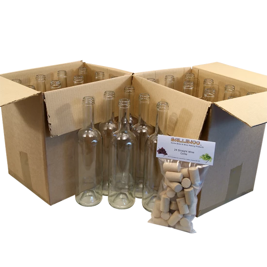 750ml Clear Wine Bottles With Corks - Box of 24
