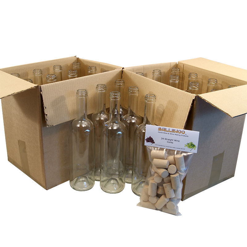 Download 24 Clear Wine Bottles with corks Yellowimages Mockups