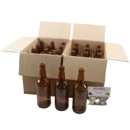 500ml Brown Glass Beer Bottles With Crown Caps - Pack of 24