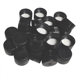 Spare Black Plastic Screw Caps For Gallone Flagon Bottles - 24 Pack