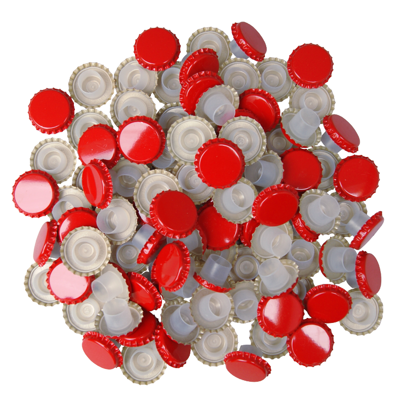 29mm Champagne Bottle Crown Caps With Bidul Red Pack Of 100