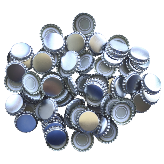 100 Silver Crown Caps - 29mm (Large) - For Champagne Bottles