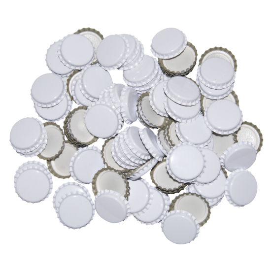 100 White Crown Caps - 29mm (Large) - For Champagne Bottles