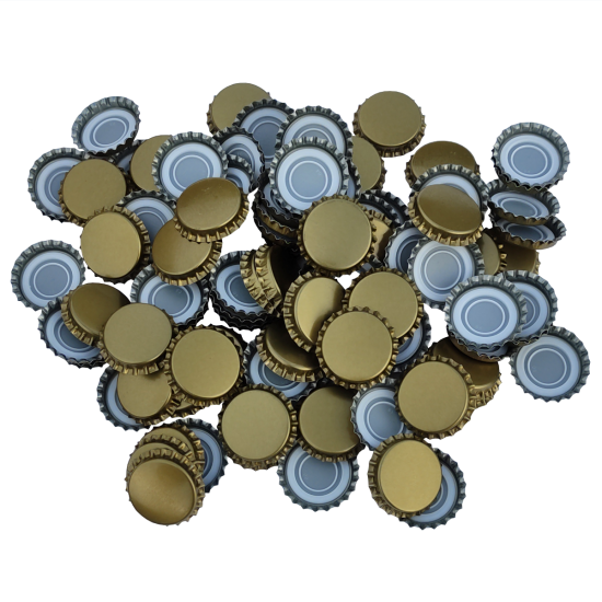 100 Gold Crown Caps - 29mm (Large) - For Champagne Bottles