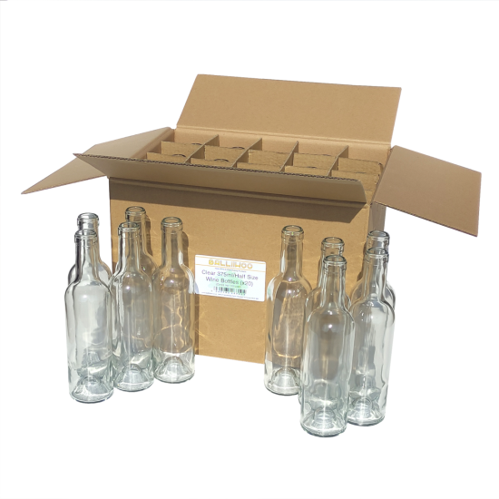 375ml Half Size Clear Wine Bottles  - Box of 20