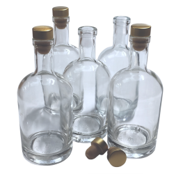 500ml Heavy Base Bottles With Gold Stoppers - For Spirits / Gin - Pack Of 5