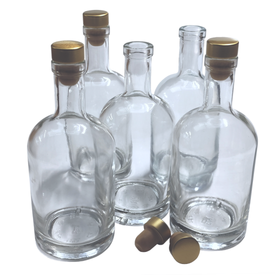 500ml Heavy Base Bottles With Gold Stoppers - For Spirits / Gin - Pack Of 5