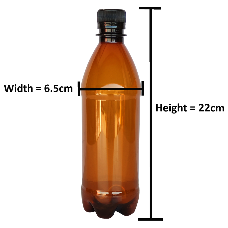 500ml Brown Pet Plastic Bottles With Black Caps Pack Of 40 The