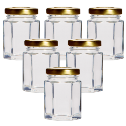 55ml Hexagonal Jar (Small) With Gold Lids - Pack of 6
