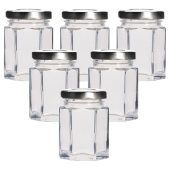 110ml Hexagonal Jar With Silver Lid - Pack of 6