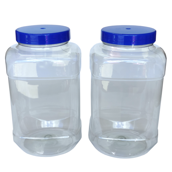 Large Plastic Sweet / Storage Jar With Screw Lid - 5 Litre Capacity - Pack Of 2