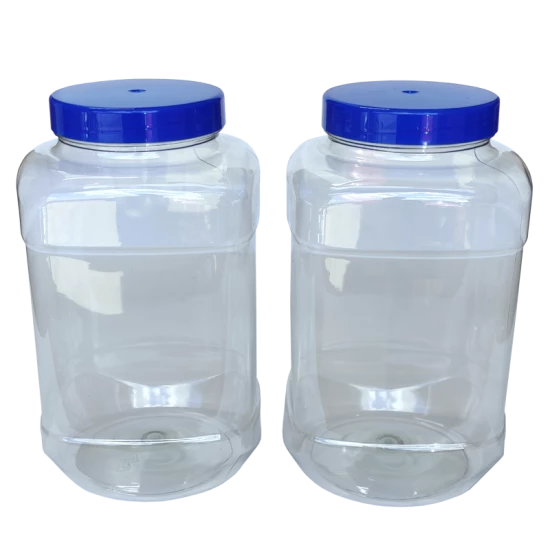 Large Plastic Sweet / Storage Jar With Screw Lid - 5 Litre Capacity - Pack Of 2