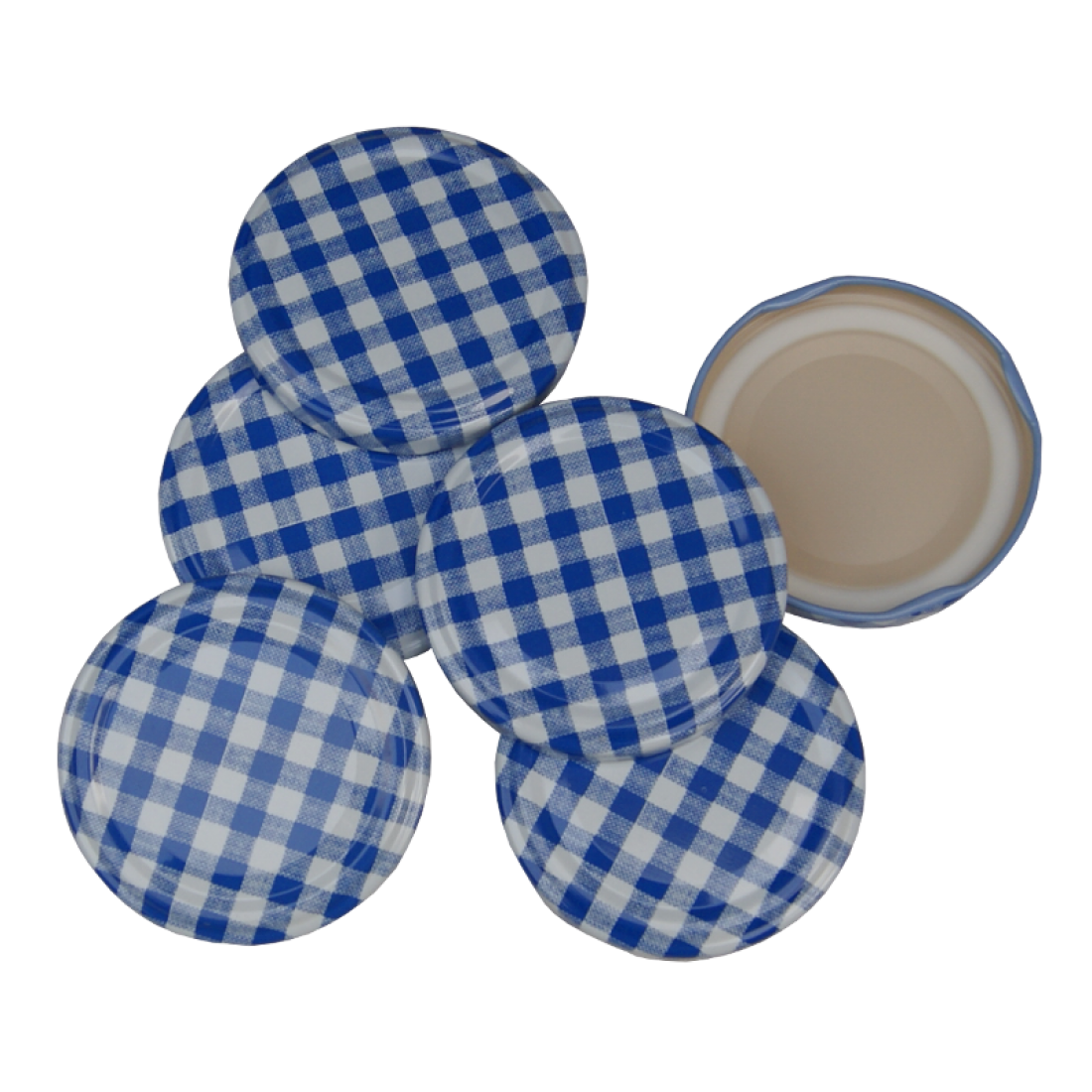 63mm Twist On Jam Jar Lids Blue Gingham Pack Of 6 The Homebrew Centre