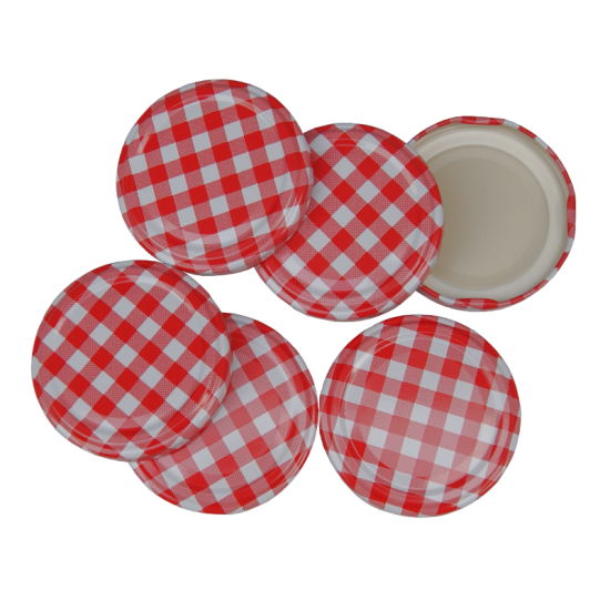 63mm Twist On Jam Jar Lids Red Gingham Pack Of 6