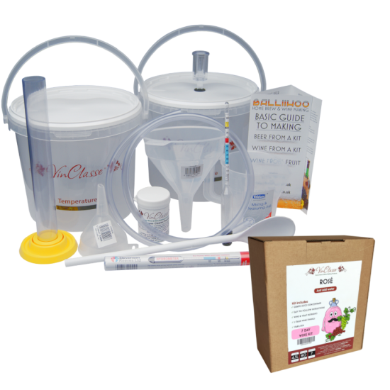 6 Bottle Wine Making Equipment Kit & Rose Wine Ingredient Kit