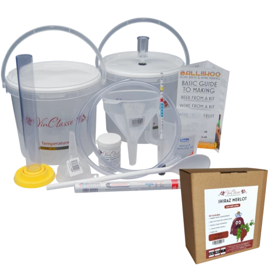 6 Bottle Wine Making Equipment Kit & Shiraz Merlot Ingredient Kit