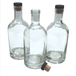 700ml Heavy Base Bottles With Black Stoppers - For Spirits / Gin - Pack Of 3