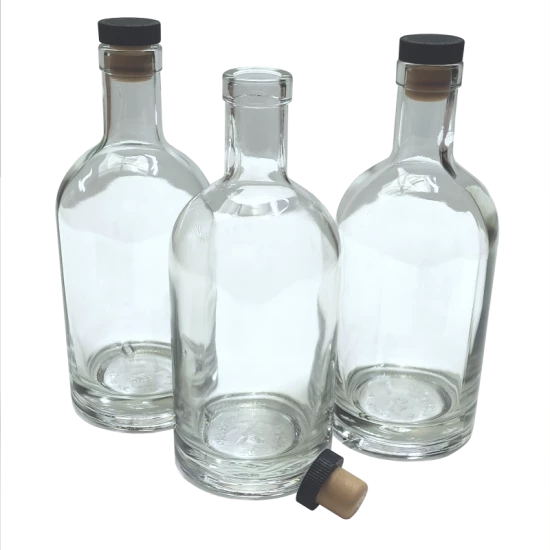 700ml Heavy Base Bottles With Black Stoppers - For Spirits / Gin - Pack Of 3