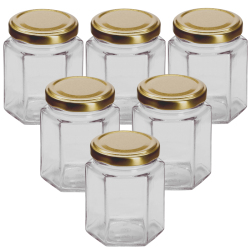 12 oz Clear Tall Glass Jar with Gold Lid