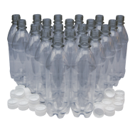 500ml Clear PET Plastic Bottles With White Caps - Pack of 20