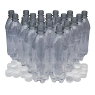 500ml Clear PET Plastic Bottles With White Caps - Pack of 20