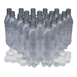 Box Of 70 330ml Small Clear PET Plastic Bottles With White Caps