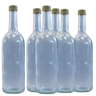 750ml Clear Glass Screw Cap Bottles - Spirit / Mineral Water / Juice - Pack Of 9