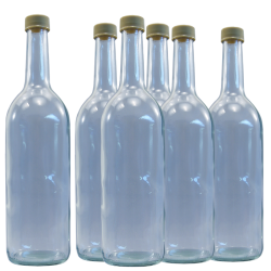 750ml Clear Glass Screw Cap Bottles - Spirit / Mineral Water / Juice - Pack Of 9