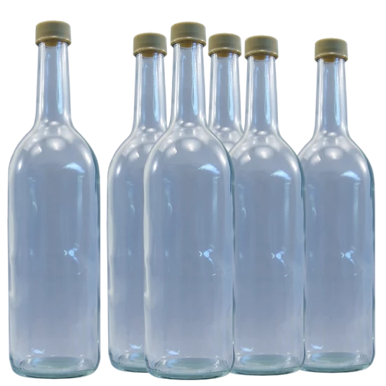 750ml Clear Glass Screw Cap Bottles - Spirit / Mineral Water / Juice - Pack Of 9