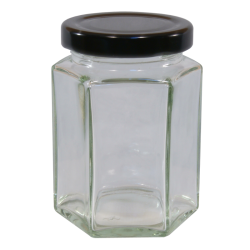 110ml Hexagonal Jar With Black Lid - Pack of 6
