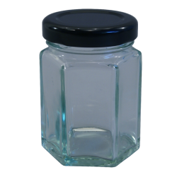 55ml Hexagonal Jar (Small) With Black Lids - Pack of 6