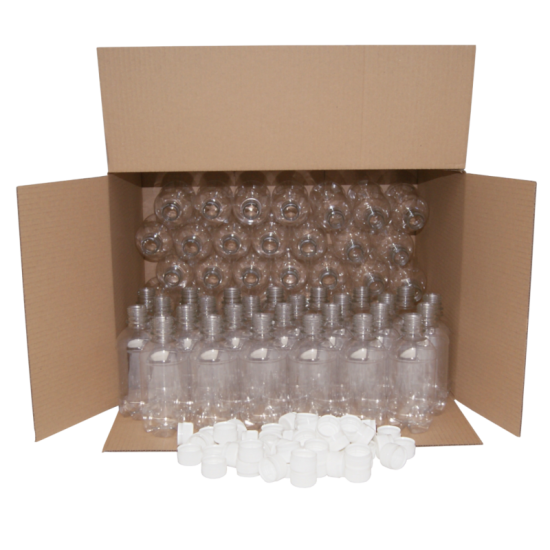 330ml Clear PET Plastic Bottles With White Caps - Pack of 70