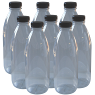 Clear Plastic PET Juice Bottle With Tamper Proof Cap - 250ml - Pack Of 8