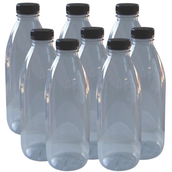 Clear Plastic PET Juice Bottle With Tamper Proof Cap - 500ml - Pack Of 8