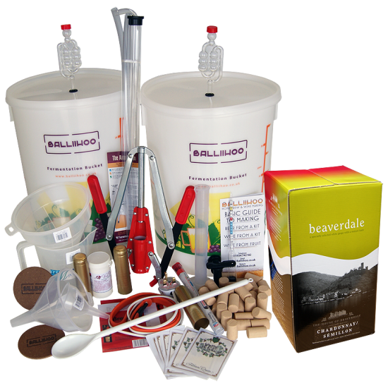 Premium Wine Making Starter Equipment Kit for 30 Bottles / 23 Litres - With Chardonnay Semillon Ingredient Kit