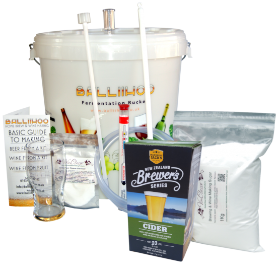 Balliihoo Basic Starter Equipment Kit - With 40 Pint Cider Ingredients & 1Kg Brewing Sugar